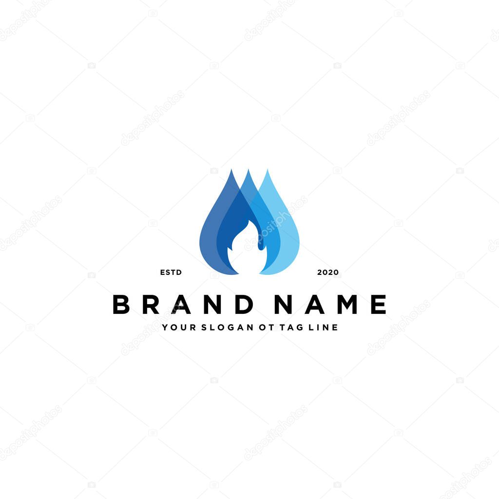 Fire water logo design vector template