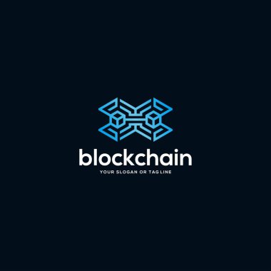 blockchain logo tasarım vektör şablonu