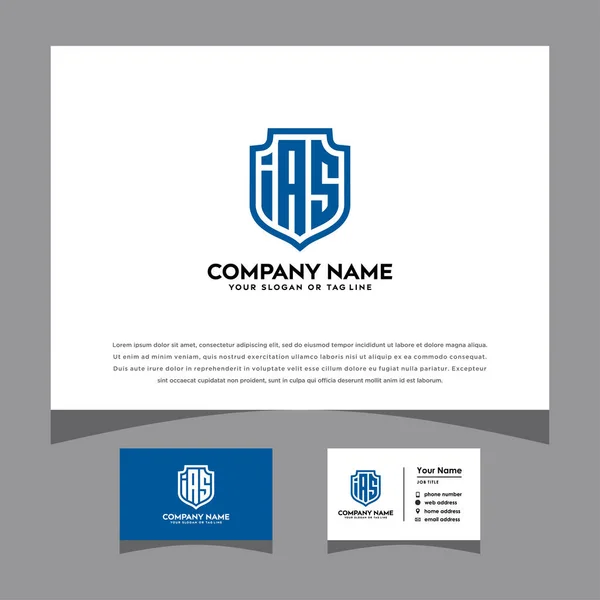 Initials Ihs Logo Letters Shielding Pattern Business Card Vector Template — Stock Vector