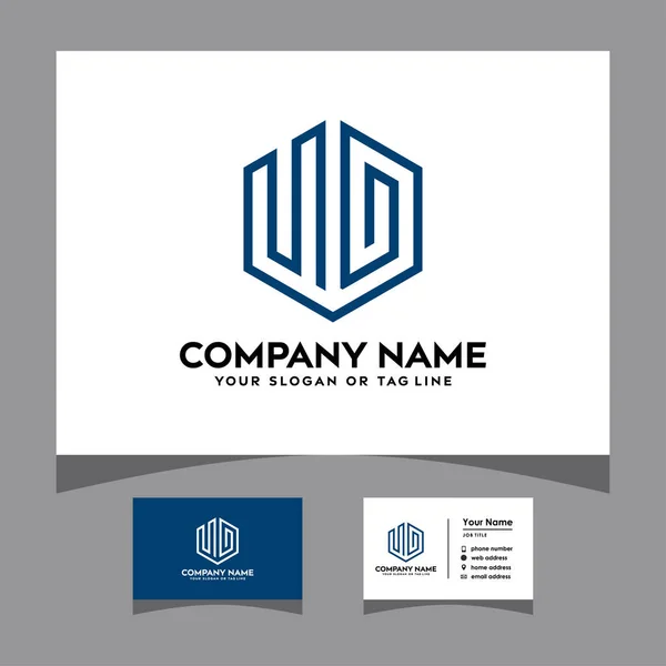 Initials Logo Business Card Vector Template — Stock Vector