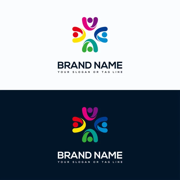 Kolorowy Wzór Wektora Projektu Logo Zespołu Ludzkiego — Wektor stockowy