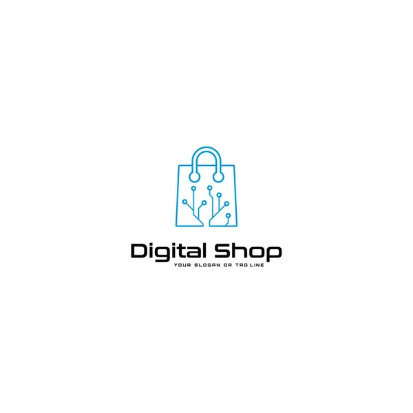 Digitaal Logo Online Winkelen Vector Template — Stockvector