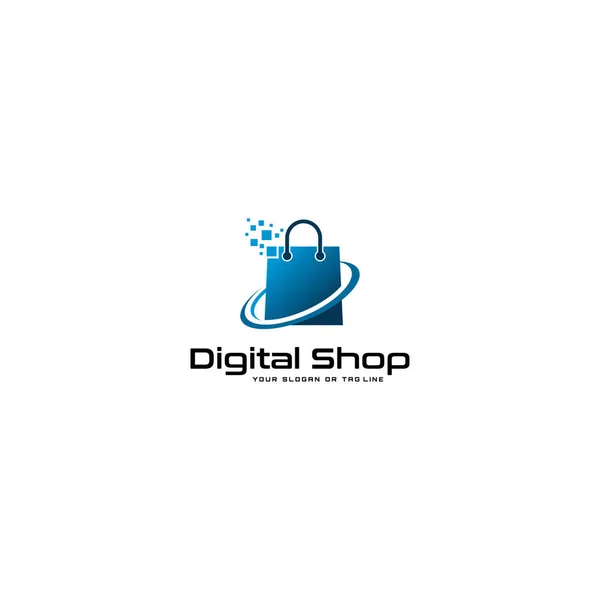 Digitaal Logo Online Winkelen Vector Template — Stockvector
