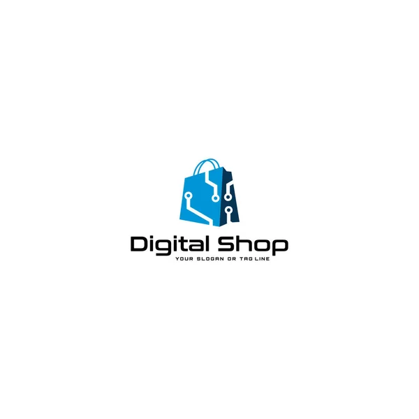 Logo Digitale Modello Vettoriale Shopping Online — Vettoriale Stock