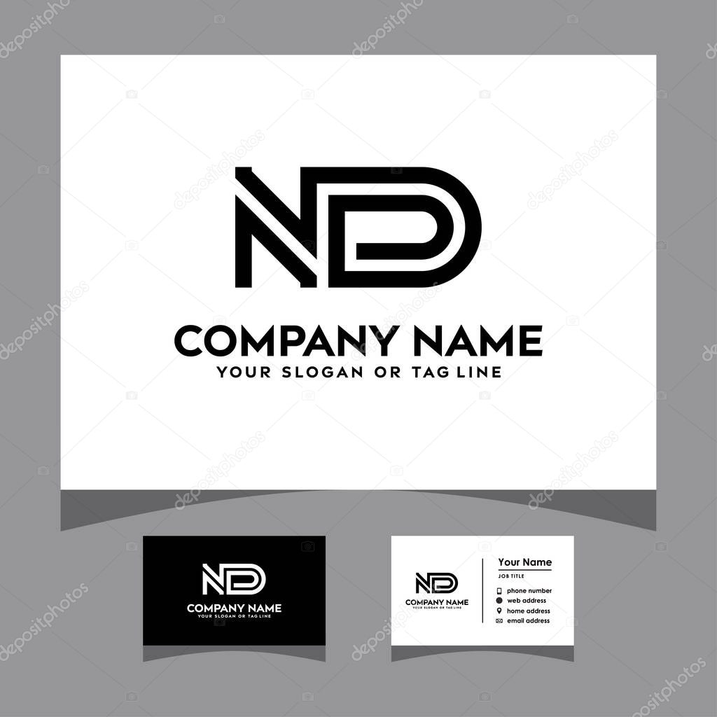 Initials nd logo with a business card vector template