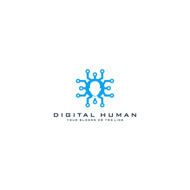 İnsan dijital logo tasarım vektör şablonu