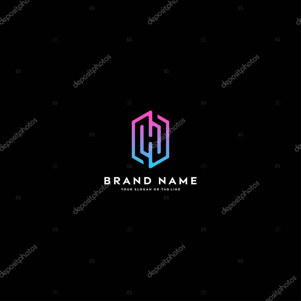 Letter logo H color gradient full color vector template