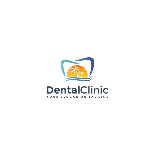 Dental Care Clinic Dentistry Logo Design Template Vector — Stock Vector