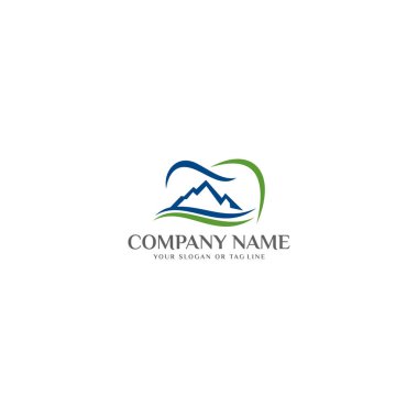 Dağ logosu ve diş vektörü şablonu