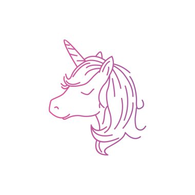 tek boynuzlu at şirin logo tasarım vektör şablonu