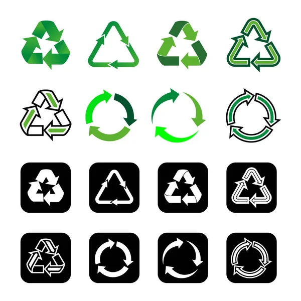 Recycle Icon Vektorvorlage Festlegen — Stockvektor