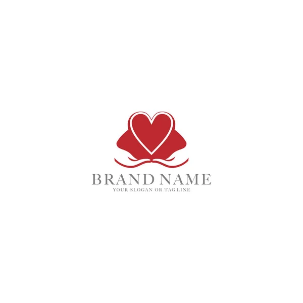 Logotipo Design Mão Modelo Vetor Coração —  Vetores de Stock