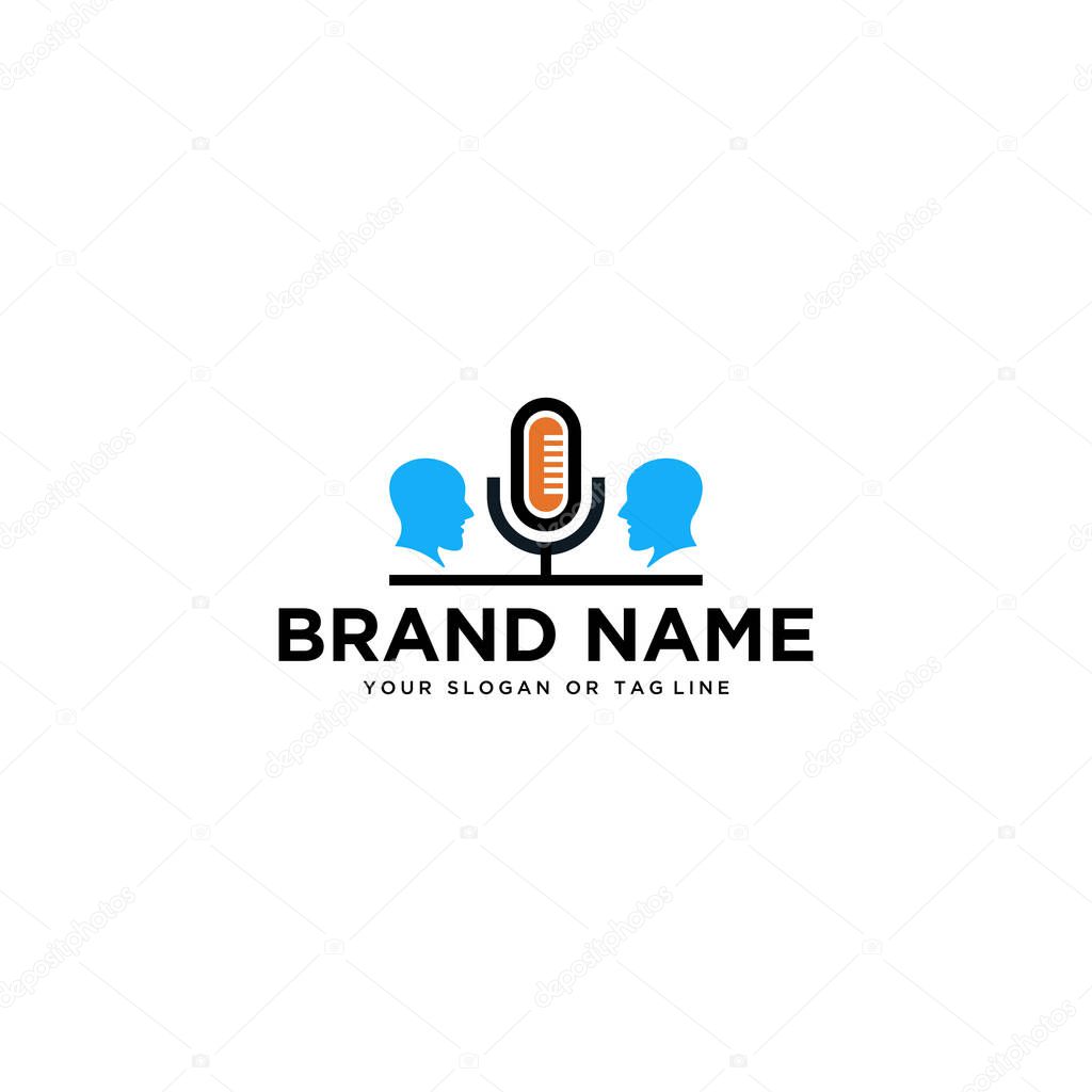 Podcast logo design and human vector template