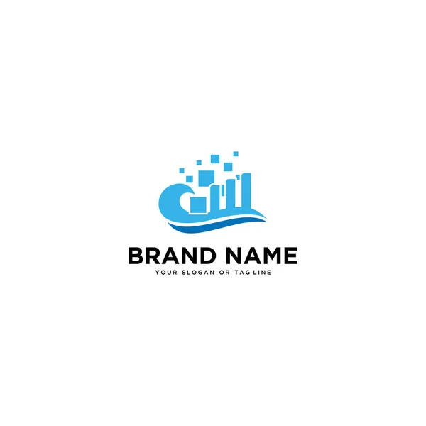 Vågor Logotyp Design Och Tillväxt Diagram Mall — Stock vektor