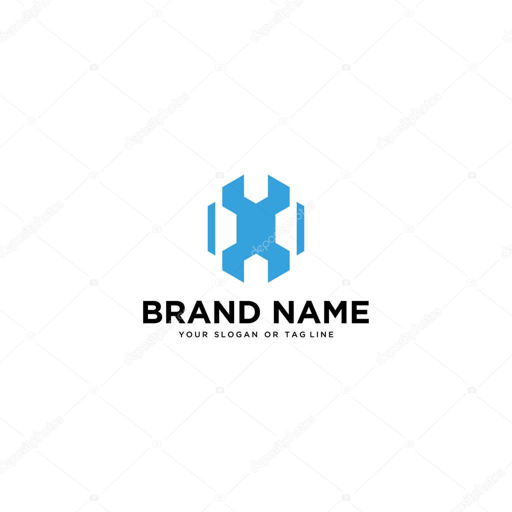 Logo design wrench and house building vector template