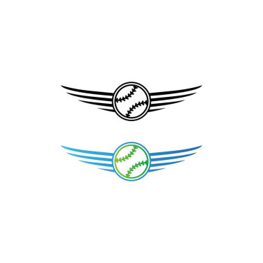 beysbol logosu ve kanat vektör şablonu
