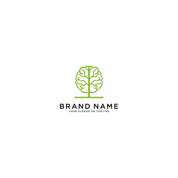 Brain Tree Logo Design Vector Template — Stock Vector