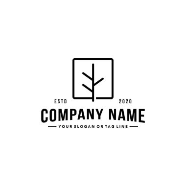 Vintage tasarım ağaç logo vektör şablonu
