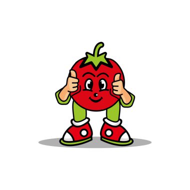 Domates maskotu tasarım vektörü şablonu