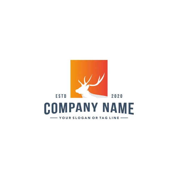 Colorful Deer Head Design Logo Vector Template — Stock Vector