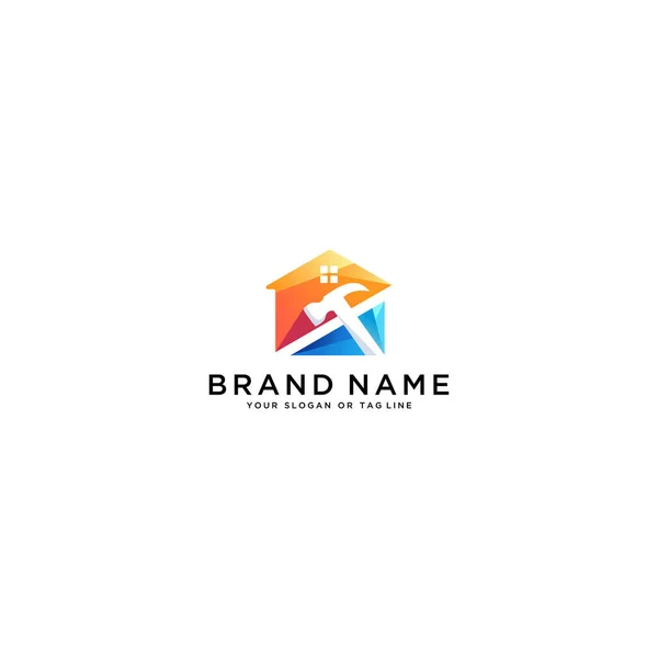 Hamer Logo Ontwerp Home Renovatie Vector Template — Stockvector