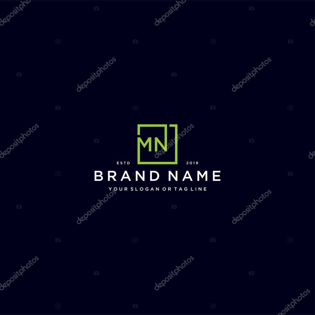 Letter MN with a square design vector template