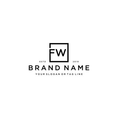 Kare tasarım vektör şablonlu FW harfi