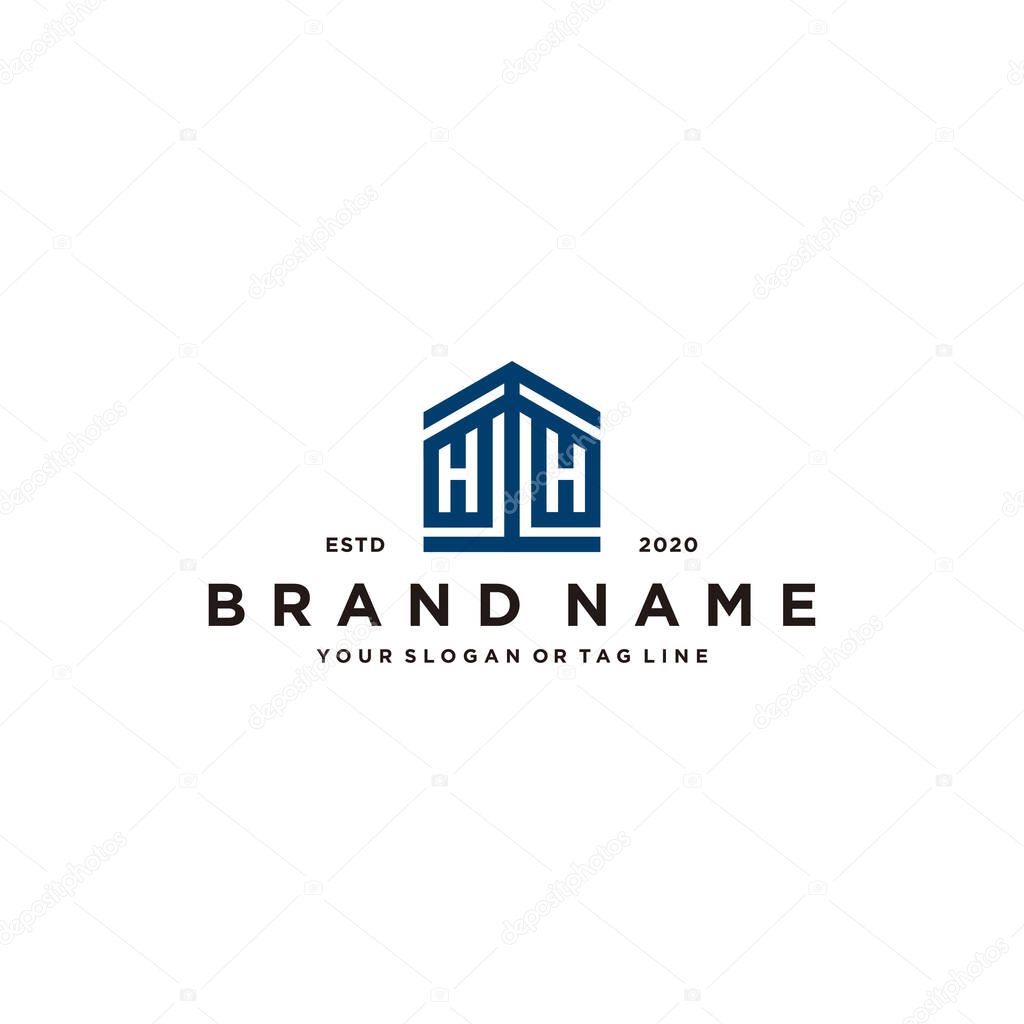 Letter HH home logo design vector template