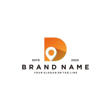 D harfi harita logo tasarım vektör şablonu
