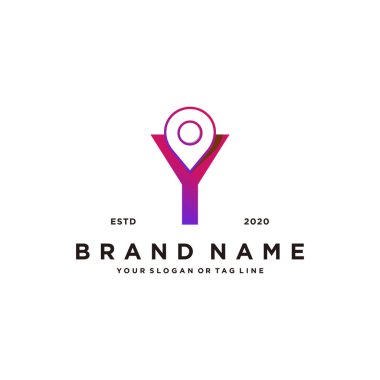 Y harfi harita logo tasarım vektör şablonu