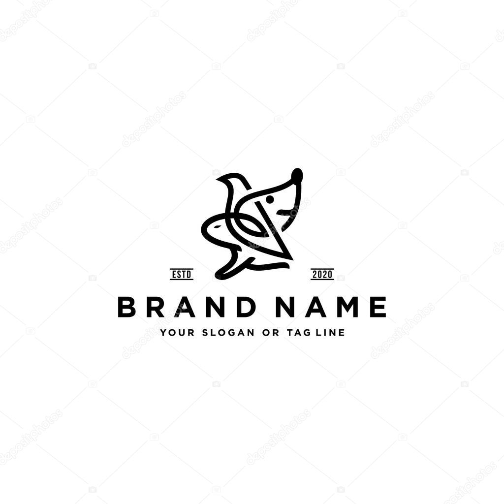 Rabbit dog bird logo design vector template