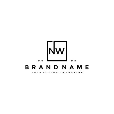 NW harfi logo tasarım vektör şablonu