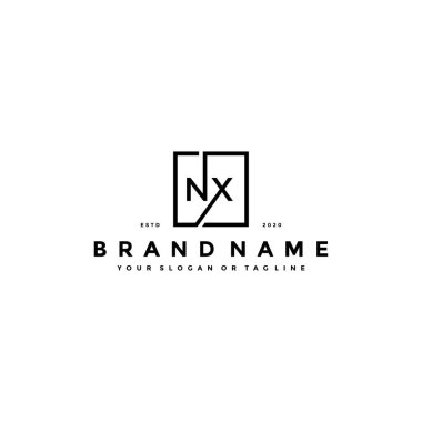NX harfi logo tasarım vektör şablonu