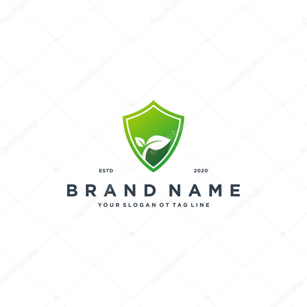 Shield leaf logo design vector template