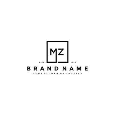 MZ harfi logo tasarım vektör şablonu