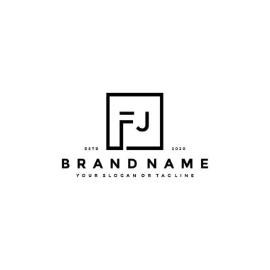 FJ harfi logo tasarım vektör şablonu