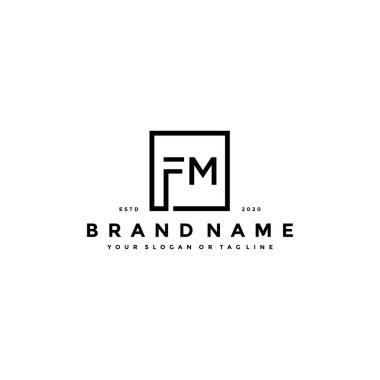 harf FM logo tasarım vektör şablonu