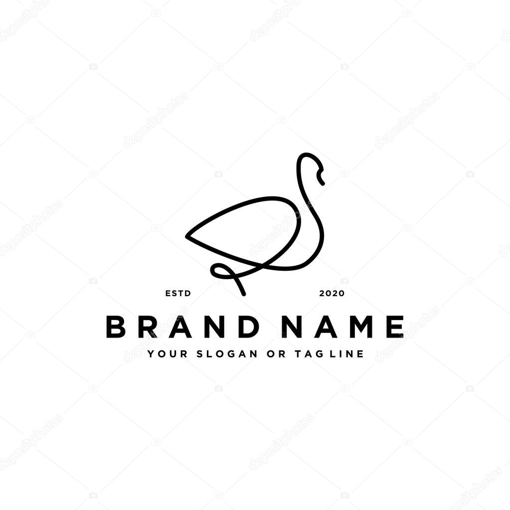 goose line art logo design vector template