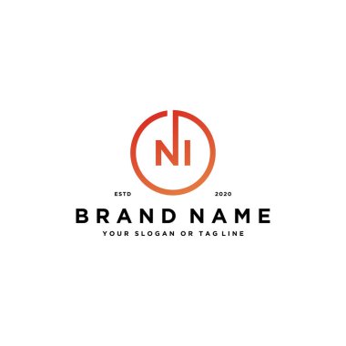 NI harfi logo tasarım vektör şablonu