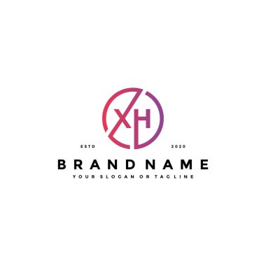 XH harfi logo tasarım vektör şablonu
