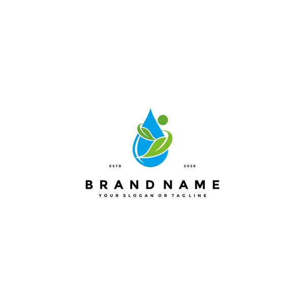 Folha Logotipo Água Elementos Modelo Ícone Design — Vetor de Stock