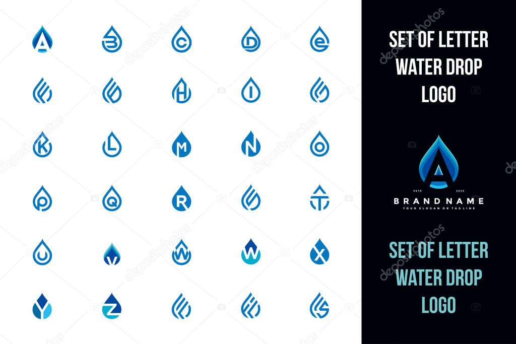 Set of Letter water drop logo icon design template vector elements