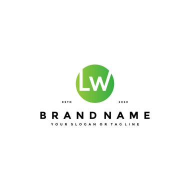 LW harfi logo tasarım vektör şablonu
