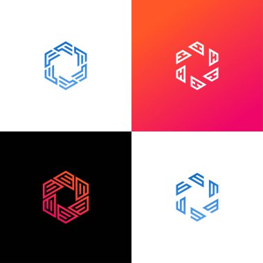 Harf Logosu Altıgen İlk Logo tasarım vektörü şablonunu ayarla