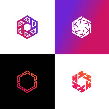 Harf Logosu Altıgen İlk Logo tasarım vektörü şablonunu ayarla