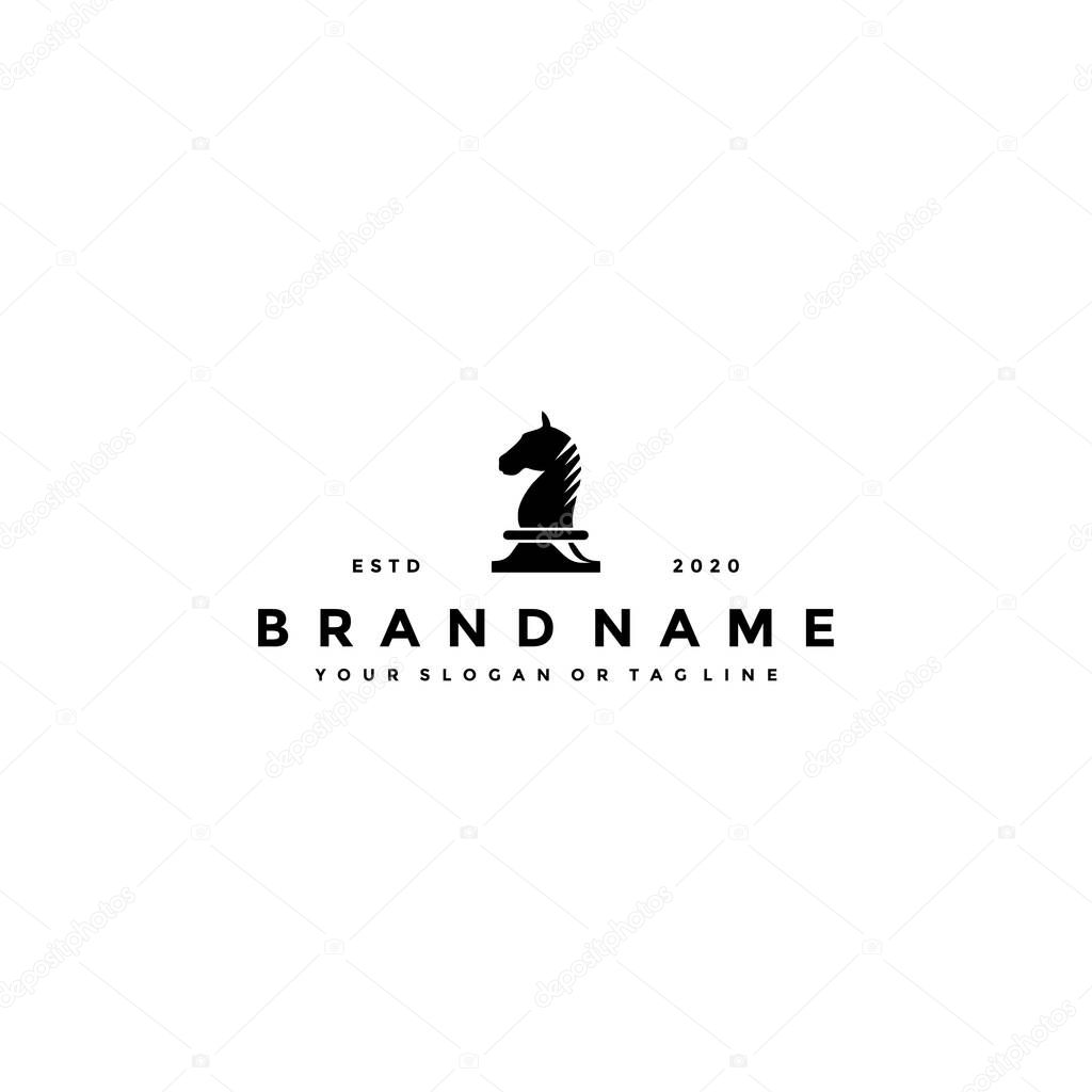 Chess horse logo design vector template