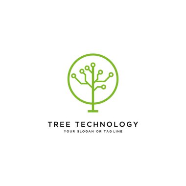 ağaç teknolojisi logo tasarım vektör şablonu