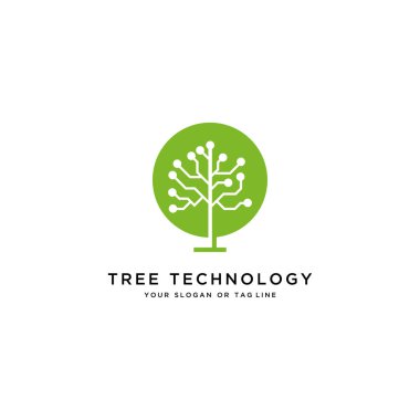 ağaç teknolojisi logo tasarım vektör şablonu