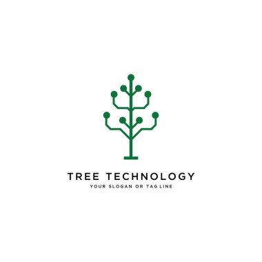 ağaç teknolojisi logo tasarım vektör şablonu