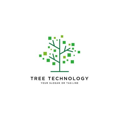 ağaç teknolojisi logo tasarım vektör şablonu